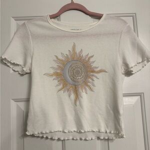 American Eagle Outfitters White Sun Graphic Baby Tee